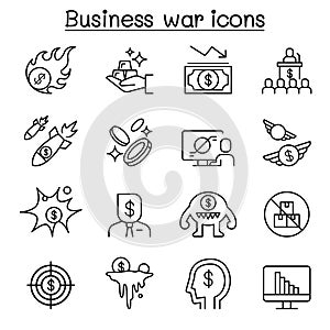 Business war, Business sanction, trade war, import tax icon set in thin line style photo