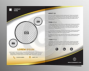 Business wavy front and back bifold brochure template