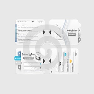 Business Web site design menu navigation elements with icons set