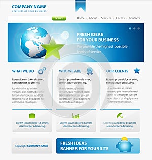 Business web site design template with Earth