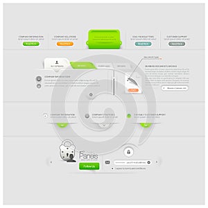 Business web site template design menu elements with icons