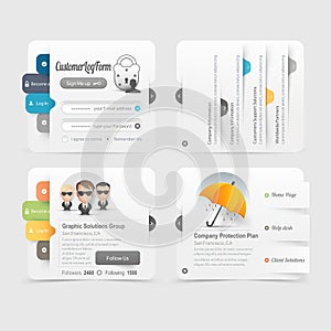 Business Web site template design menu navigation elements with icons set