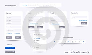 Business website elements with text