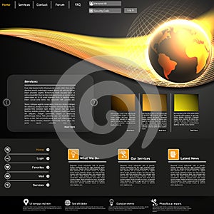 Business WebSite Template with Shiny Globe illustration