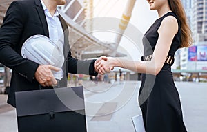 Business welcomes business partner shaking hands,People handshake photo
