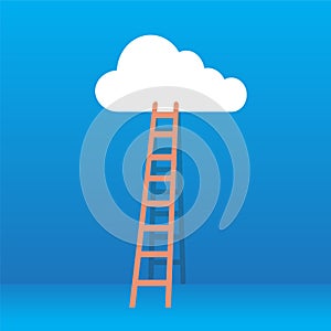 Business winner concept, clouds with ladders, stock vector illus