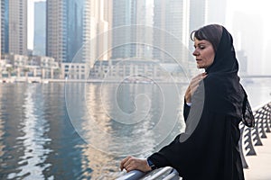 Business woman in an abaya.