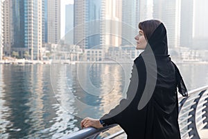 Business woman in an abaya.