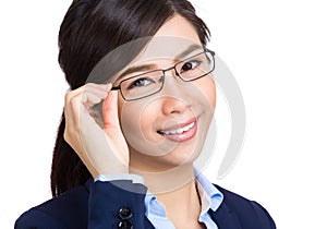 Business woman adjust glasses