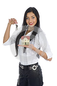 Business woman advertises real estate