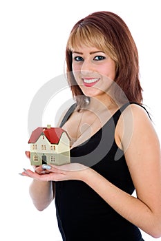 Business woman advertises real estate