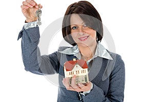 Business woman advertises real estate