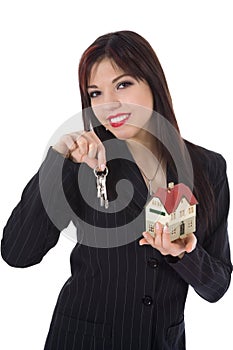 Business woman advertises real estate