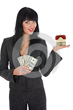 Business woman advertises real estate