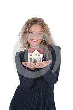 Business woman advertises real estate