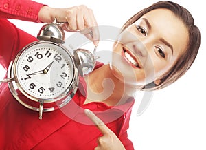 The business woman with an alarm clock