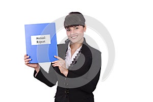 Business woman with annual report