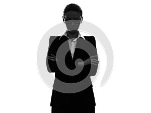 Business woman arms crossed portrait silhouette