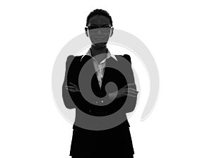 Business woman arms crossed portrait silhouette