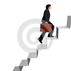 Business woman ascending stairs