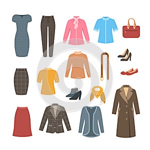 Business woman basic clothes and shoes collection