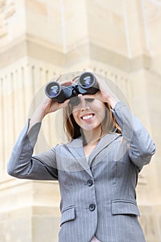 Business Woman with Binoculars