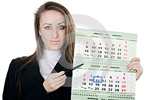 Business woman with a calendar