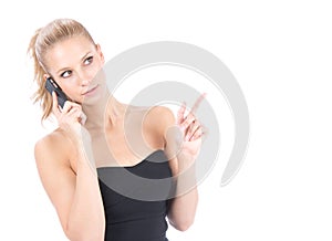 Business woman calling by mobile phone