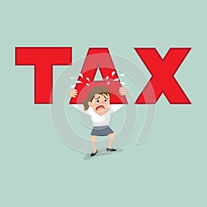 Business woman carrying tax burden vector image