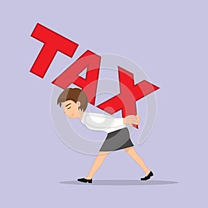 Business Woman Carrying Tax Name vector image