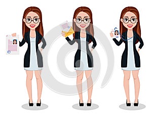 Business woman cartoon character. Beautiful lady