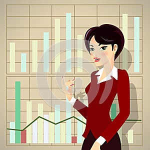 Business Woman Cartoon Presenting Proposal