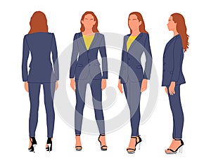 Business woman character in different poses vector