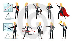 Business woman character. Office professional worker, young female secretary and corporate businesswoman vector