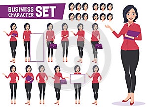 Business woman character vector set with professional young female employee photo