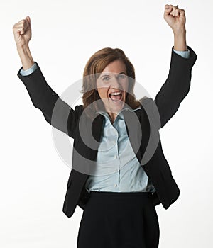 Business woman cheering her success