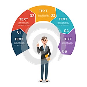 Business Woman with Circle Arrows Infographic Template