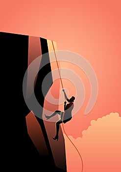 Business woman climbing to the top
