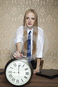 Business woman with the clock