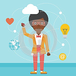 Business woman and cloud computing.