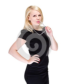 Business woman with copyspace isolated