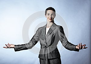 Business woman demonstrating a concept.