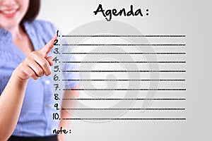 Business woman designate agenda list