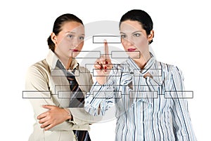 Business woman with diagram