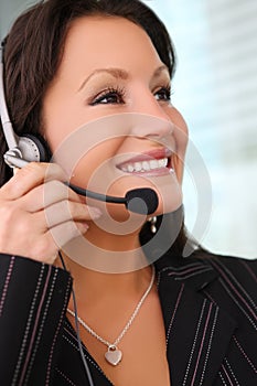 Business Woman With Earphone photo