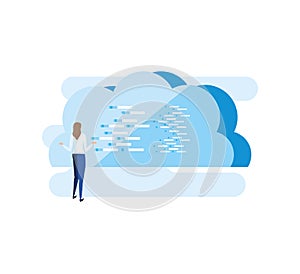 business woman elegant with cloud computing