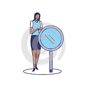 business woman elegant with search magnifying glass