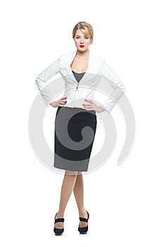 Business woman in elegant suit, isolated
