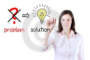 Business woman eliminate problem, find solution.