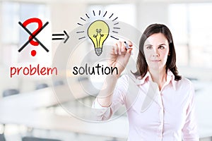 Business woman eliminate problem and find solution